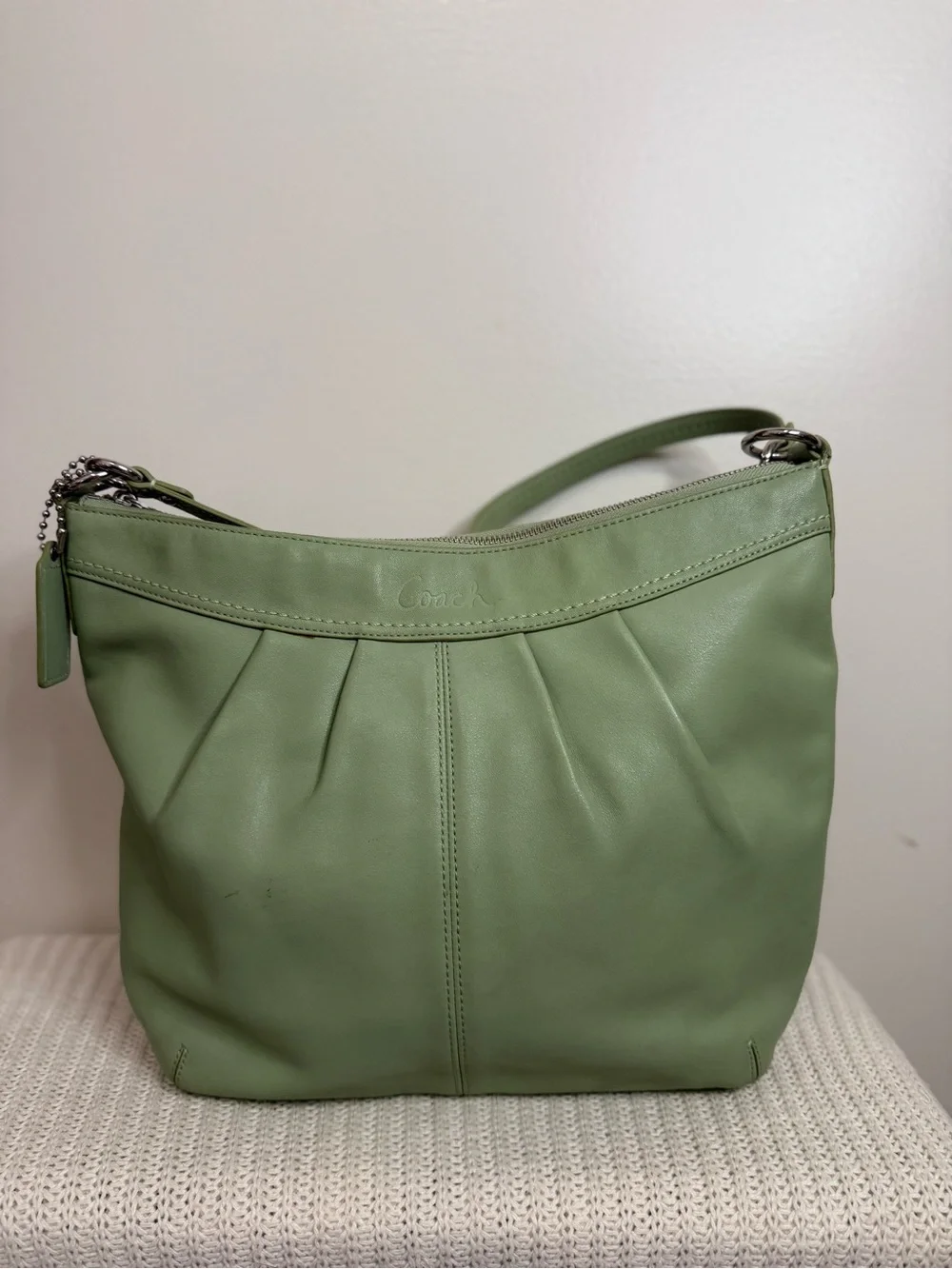 Coach Y2K Sage Green Leather Shoulder Bag F13764